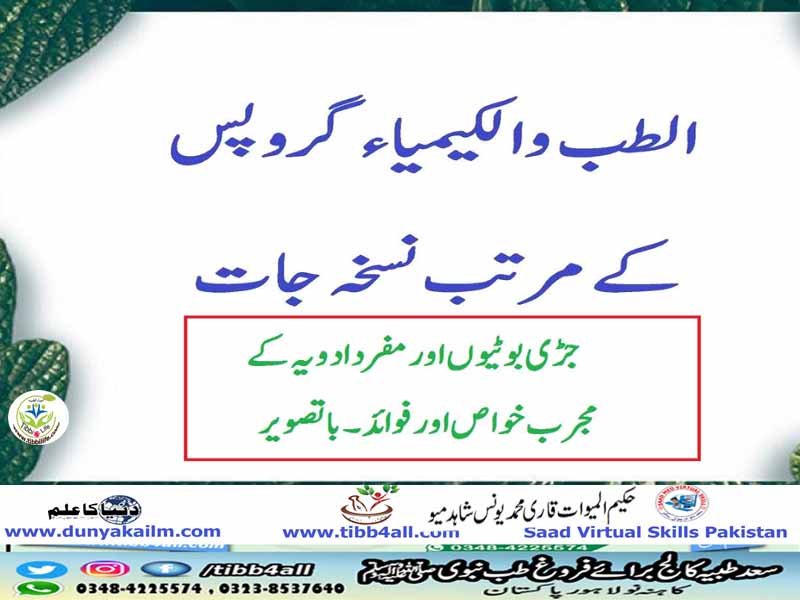 الطب والکیمیاء گروپس کے مرتب نسخہ جات