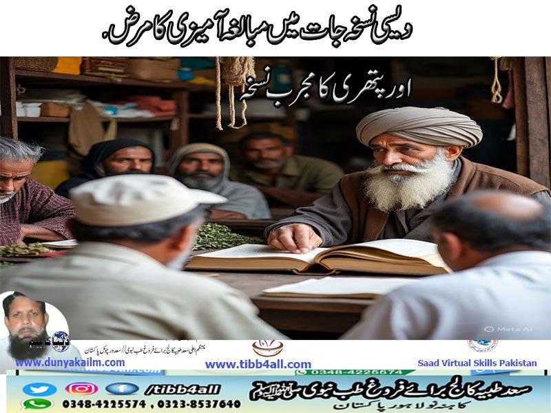دیسی نسخہ جات میں مبالغہ آمیزی کا مرض۔ اور پتھری کا مجرب نسخہ